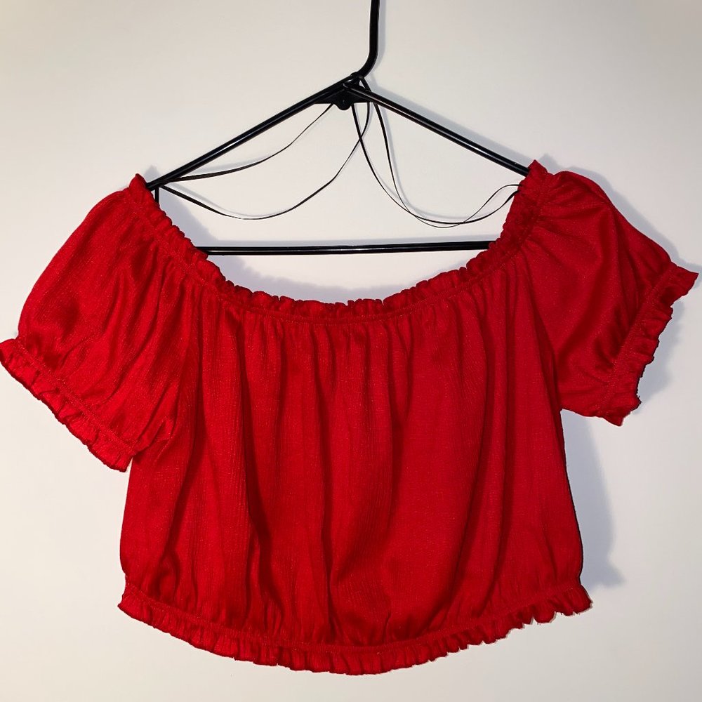 Off the Shoulder Red Crop Top